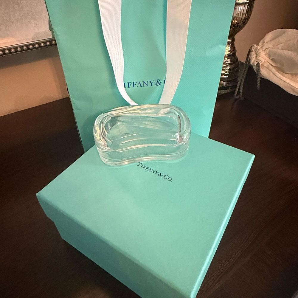 Tiffany & Co. Crystal Paperweight with Blue Box